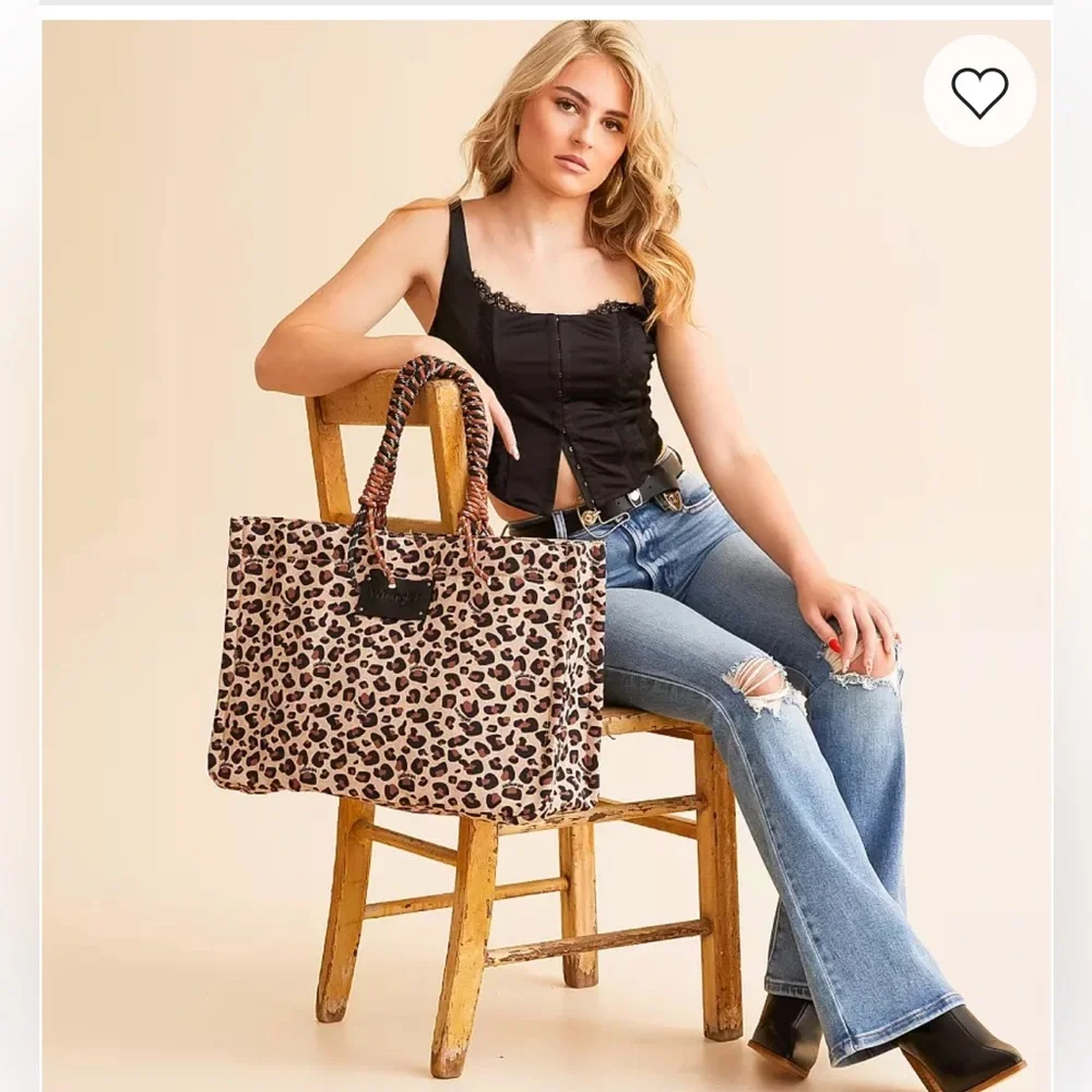 Wrangler Leopard Print Tote in Brown and Black - Picture 2 of 11